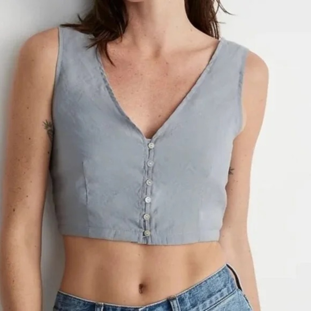 Madewell Sky Blue Sleeveless Crop Top